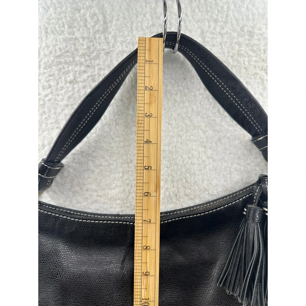 Talbots Black‎ Leather Hobo Bag w/Tassel Accent Shoulder Bag